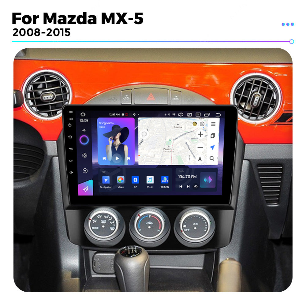 NaviFly NF Series Android 14 8G+256G 2K QLED screen CarPlay Auto DSP RDS 4GLte WIFI For Mazda MX-5 2008-2015 9inch