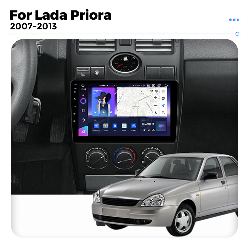 NaviFly NF Series Android 14 8G+256G 2K QLED screen CarPlay Auto DSP RDS 4GLte WIFI For Lada Priora 2007-2013 9inch