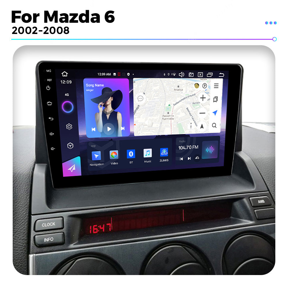 NaviFly NF Series Android 14 8G+256G 2K QLED screen CarPlay Auto DSP RDS 4GLte WIFI For Mazda 6 2002-2008 10inch