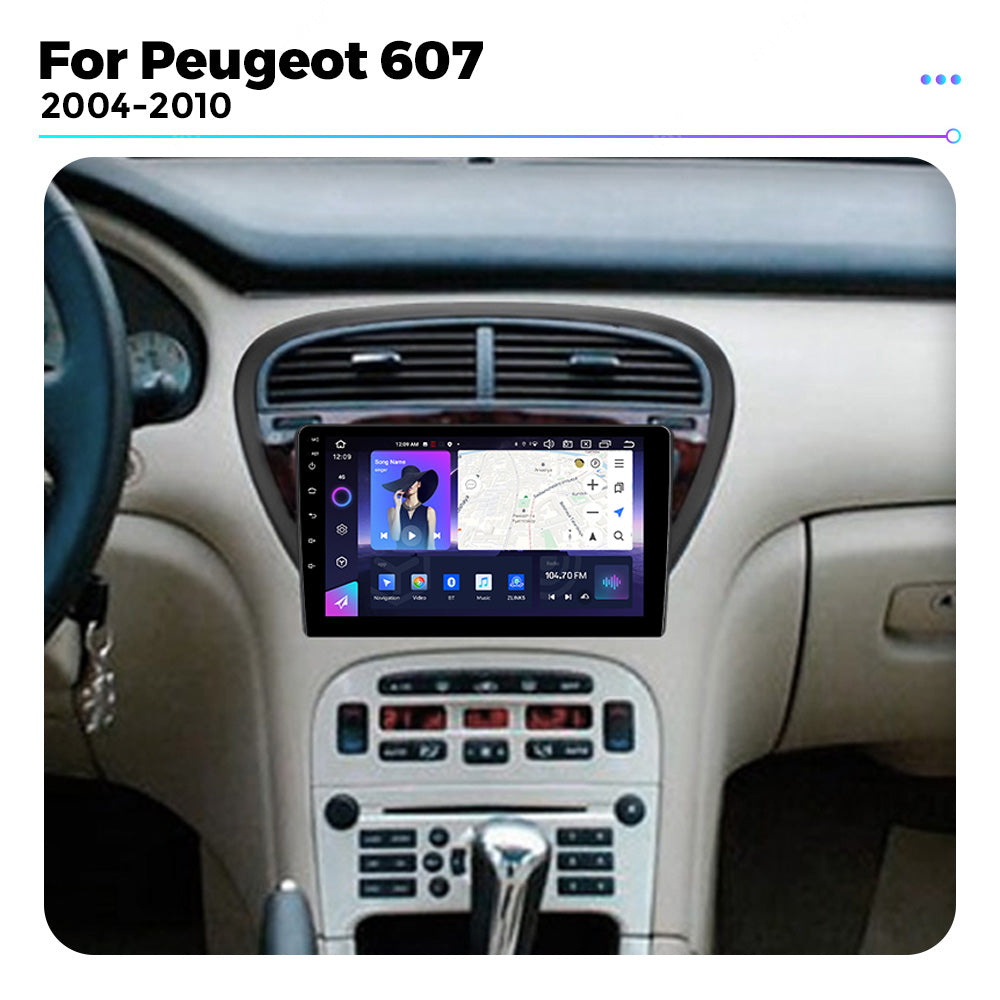 NaviFly NF Series Android 14 8G+256G 2K QLED screen CarPlay Auto DSP RDS 4GLte WIFI For Peugeot 607 2004-2010 9inch