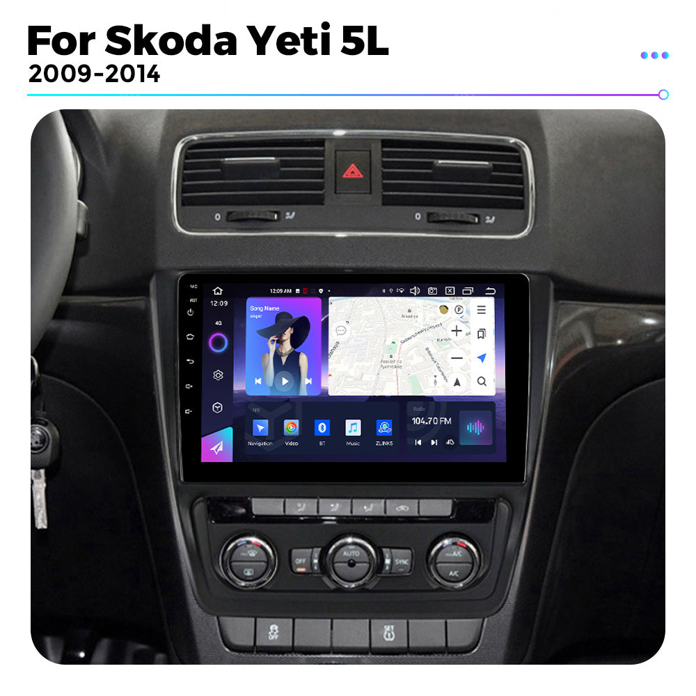 NaviFly NF Series Android 14 8G+256G 2K QLED screen CarPlay Auto DSP RDS 4GLte WIFI For Skoda Yeti 5L 2009-2014 10inch