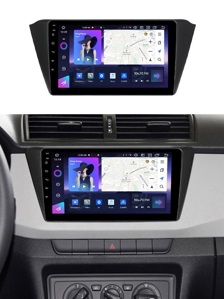 NaviFly NF Series Android 14 8G+256G 2K QLED screen CarPlay Auto DSP RDS 4GLte WIFI For Skoda Fabia 2015 10inch