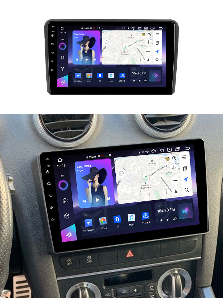 NaviFly NF Series Android 14 8G+256G 2K QLED screen CarPlay Auto DSP RDS 4GLte WIFI For Audi A3 9inch