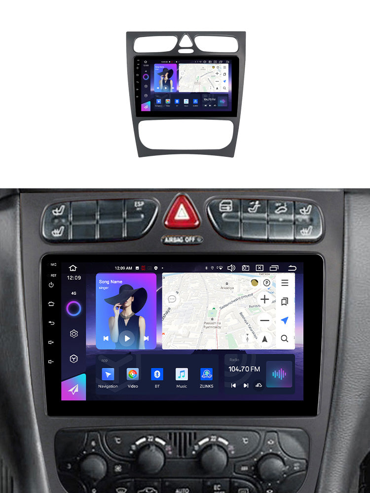 NaviFly NF Series Android 14 8G+256G 2K QLED screen CarPlay Auto DSP RDS 4GLte WIFI For Benz W209 9inch