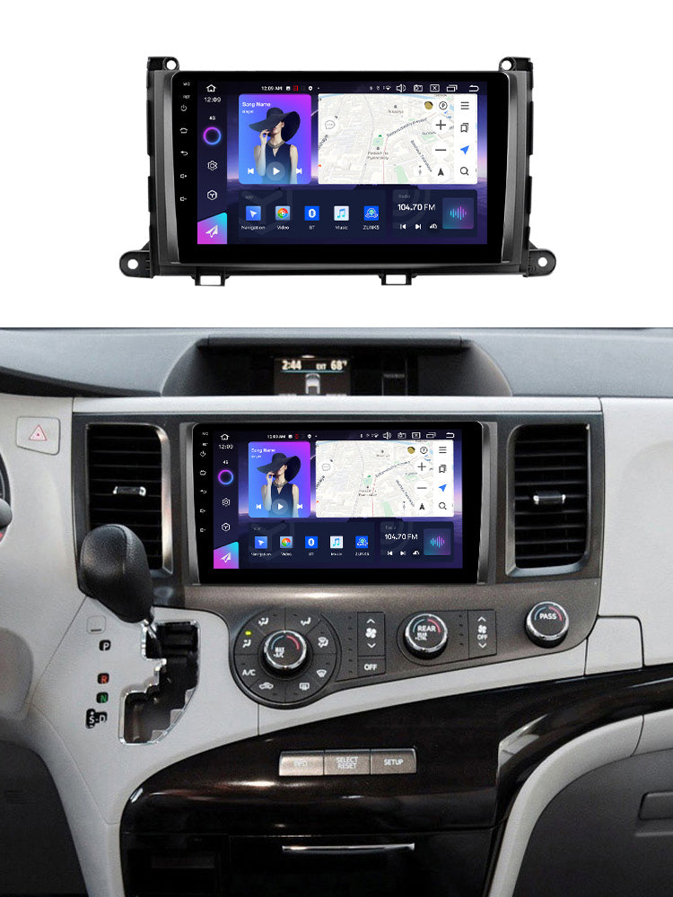 NaviFly NF Series Android 14 8G+256G 2K QLED screen CarPlay Auto DSP RDS 4GLte WIFI For Toyota Sienna 2009-2014 9inch
