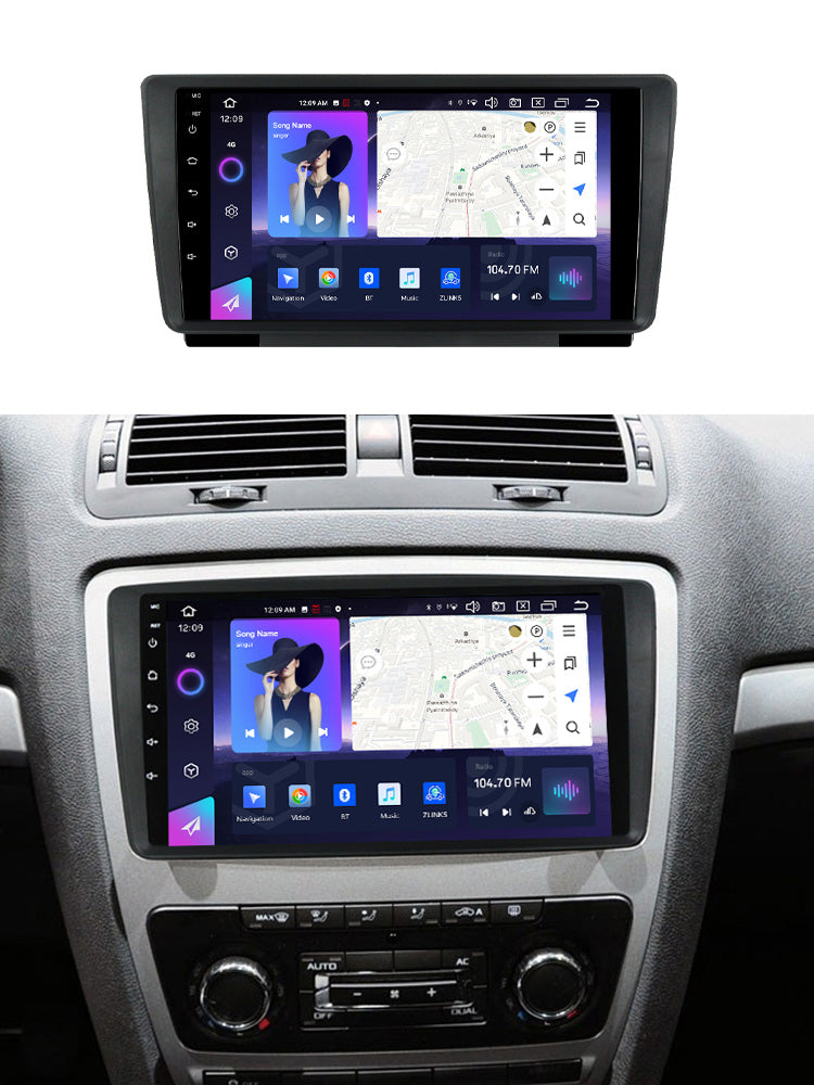 NaviFly NF Series Android 14 8G+256G 2K QLED screen CarPlay Auto DSP RDS 4GLte WIFI For Skoda Octavia 2008-2013 9inch