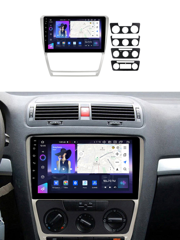 NaviFly NF Series Android 14 8G+256G 2K QLED screen CarPlay Auto DSP RDS 4GLte WIFI For Skoda Octavia 2008-2013 10inch Silver Black