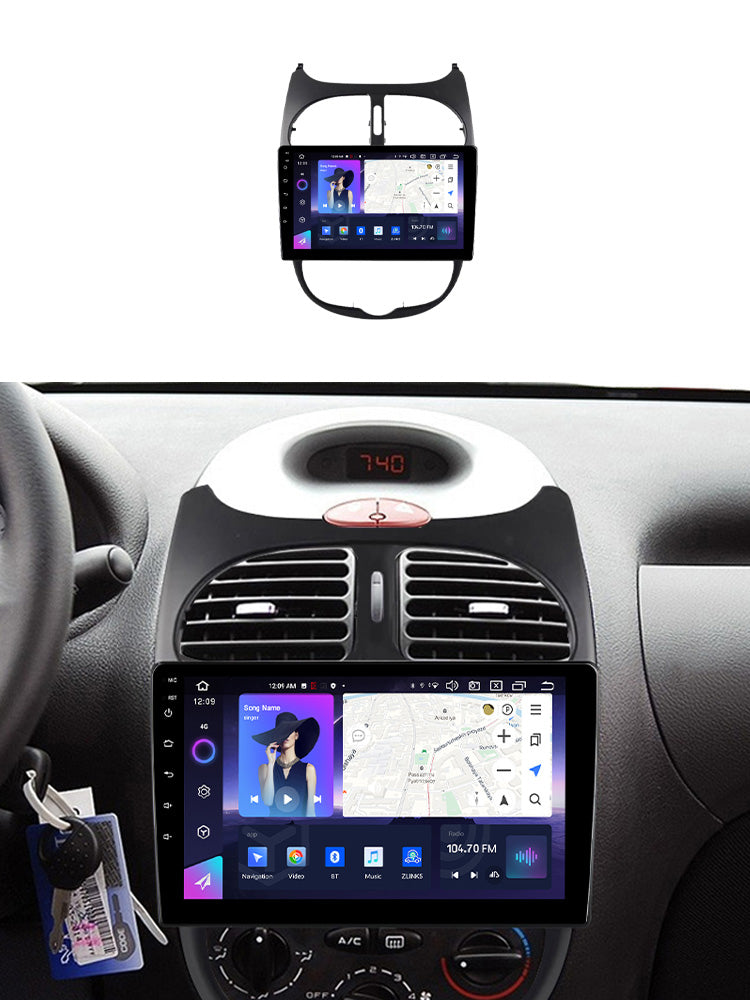 NaviFly NF Series Android 14 8G+256G 2K QLED screen CarPlay Auto DSP RDS 4GLte WIFI For Peugeot 206 2004-2008 9inch