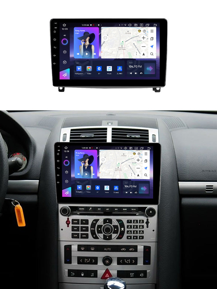 NaviFly NF Series Android 14 8G+256G 2K QLED screen CarPlay Auto DSP RDS 4GLte WIFI For Peugeot 407 2004-2011 9inch