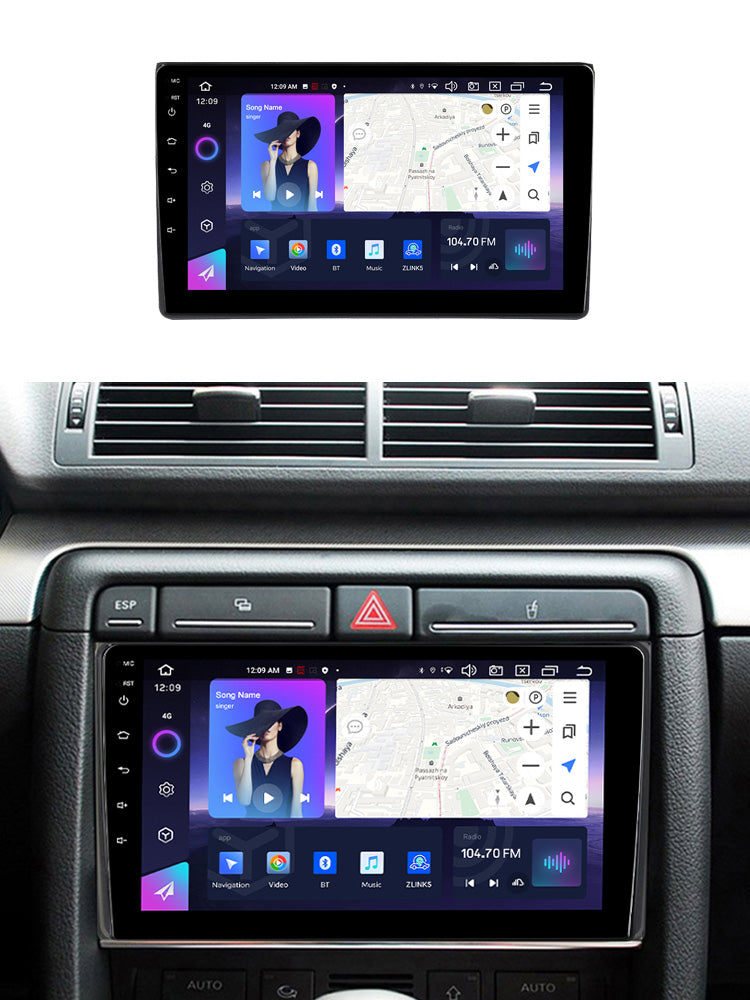 NaviFly NF Series Android 14 8G+256G 2K QLED screen CarPlay Auto DSP RDS 4GLte WIFI For Audi A4 9inch