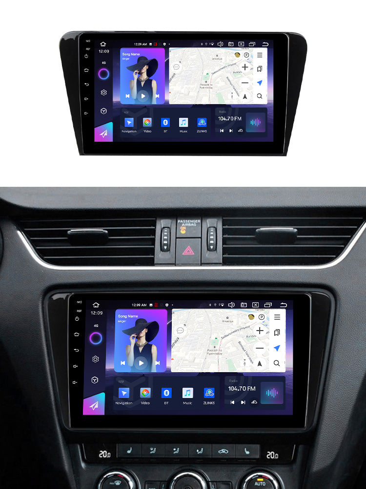 NaviFly NF Series Android 14 8G+256G 2K QLED screen CarPlay Auto DSP RDS 4GLte WIFI For Skoda Octavia 2013-2018 10inch