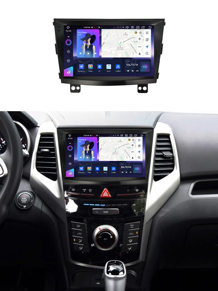 NaviFly NF Series Android 14 8G+256G 2K QLED screen CarPlay Auto DSP RDS 4GLte WIFI For Ssangyong Tivolan 2014-2017 9inch