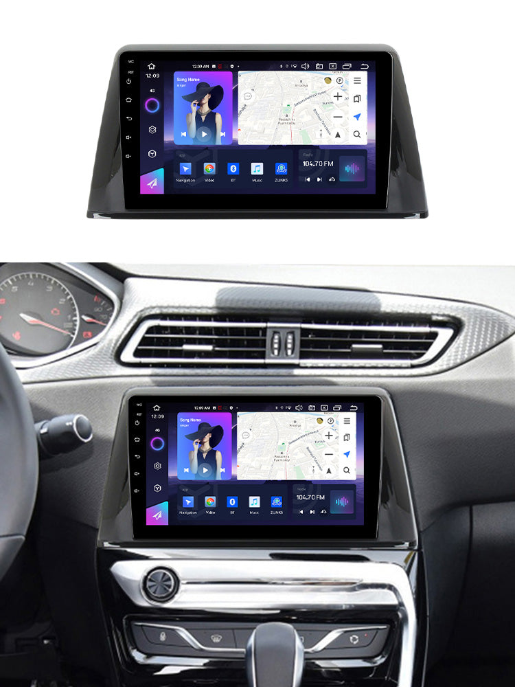 NaviFly NF Series Android 14 8G+256G 2K QLED screen CarPlay Auto DSP RDS 4GLte WIFI For Peugeot 308 2016-2018 9inch