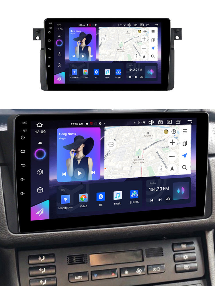 NaviFly NF Series Android 14 8G+256G 2K QLED screen CarPlay Auto DSP RDS 4GLte WIFI For BMW E46 9inch