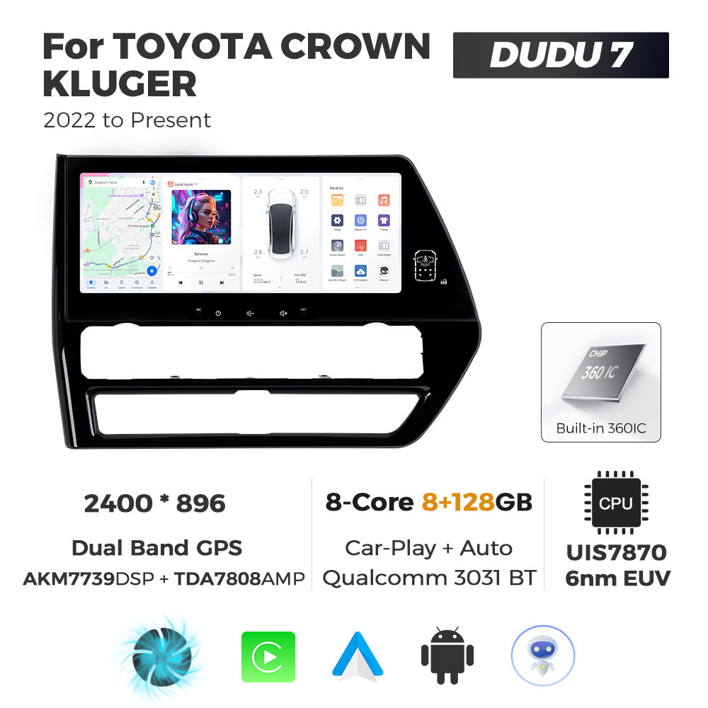 Navifly DUDU7 8core Car Audio Radio 12G+512G 12.3inch Multimedia Player 2k Screen Navigation Car-play Auto for TOYOTA CROWN KLUGER 2022-Present