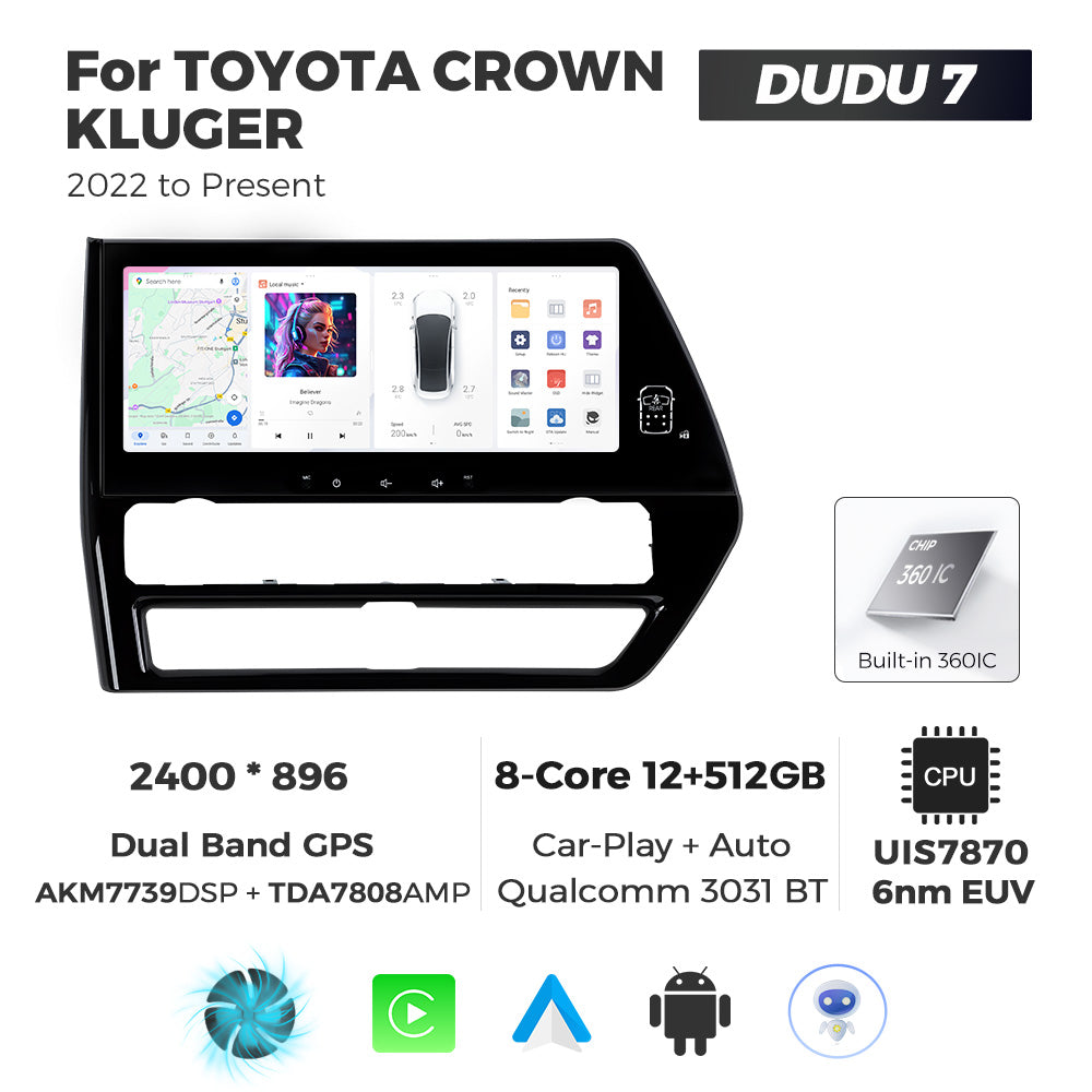 Navifly DUDU7 8core Car Audio Radio 12G+512G 12.3inch Multimedia Player 2k Screen Navigation Car-play Auto for TOYOTA CROWN KLUGER 2022-Present