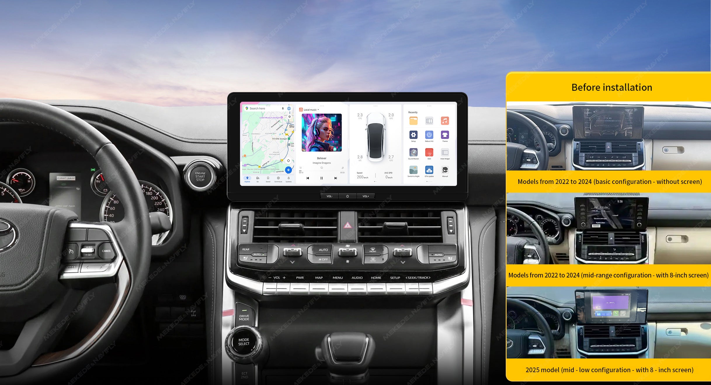 DUDU7 8core Car Audio Radio 12G+512G 12.3inch Multimedia Player 2k Screen Navigation Car-play Auto for Toyota LC300 GR 2022-2025