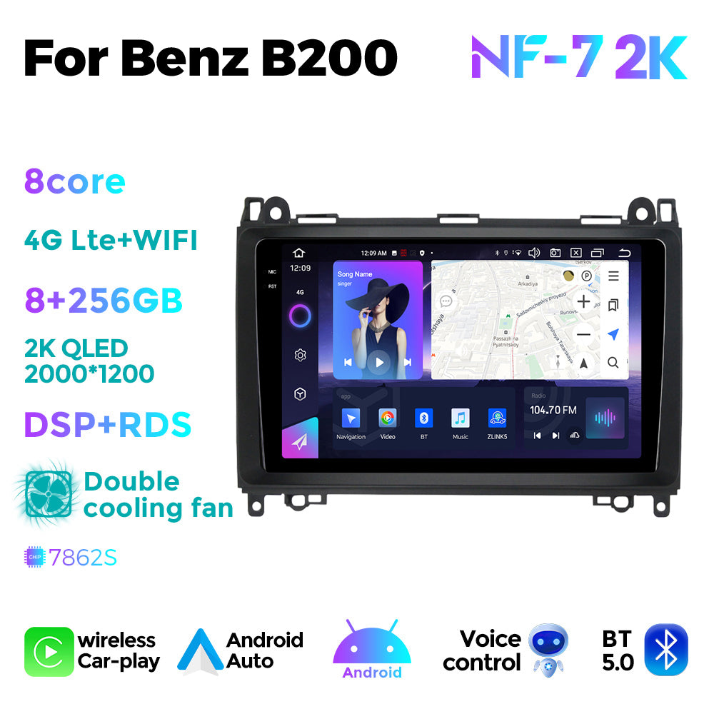 NaviFly NF Series Android 14 8G+256G 2K QLED screen CarPlay Auto DSP RDS 4GLte WIFI For Mercedes Benz B200 9.5Inch