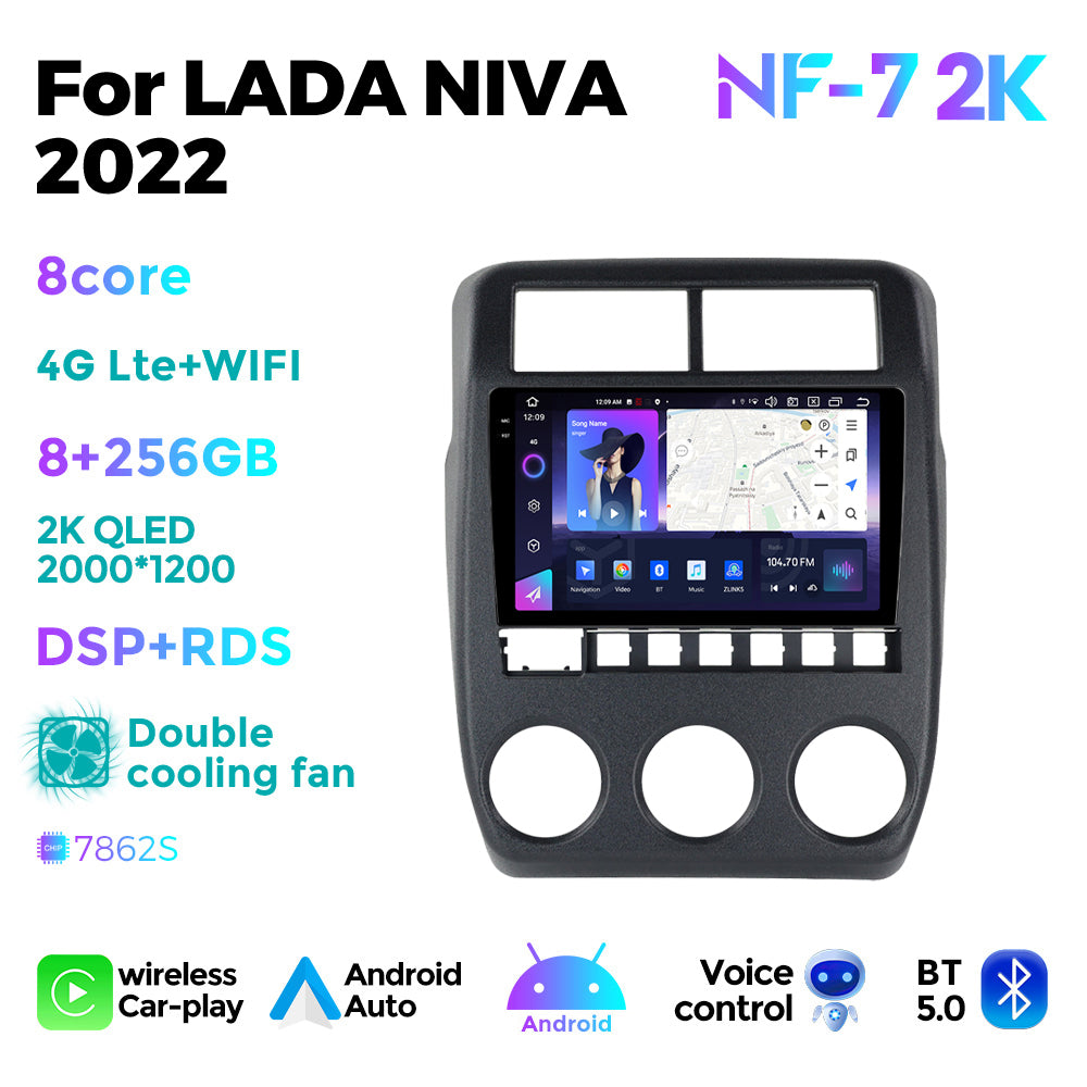 NaviFly NF Series Android 14 8G+256G 2K QLED screen CarPlay Auto DSP RDS 4GLte WIFI For LADA NIVA 2022 10inch