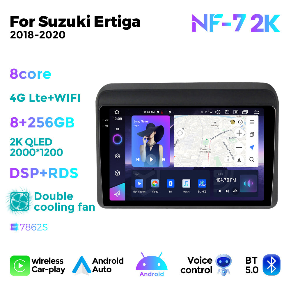 NaviFly NF Series Android 14 8G+256G 2K QLED screen CarPlay Auto DSP RDS 4GLte WIFI For Suzuki Ertiga 2018-2020 9inch