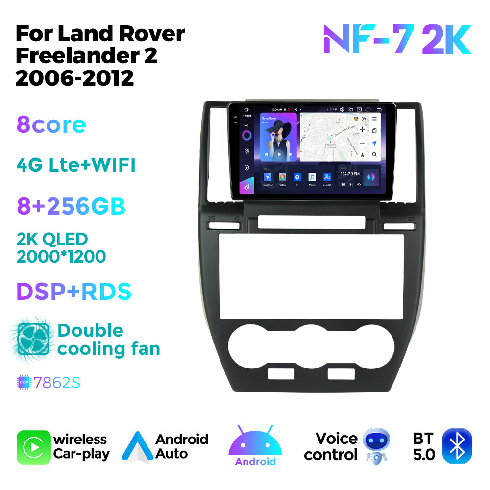 NaviFly NF Series Android 14 8G+256G 2K QLED screen CarPlay Auto DSP RDS 4GLte WIFI For Land Rover Freelander 2 2006-2012 9inch