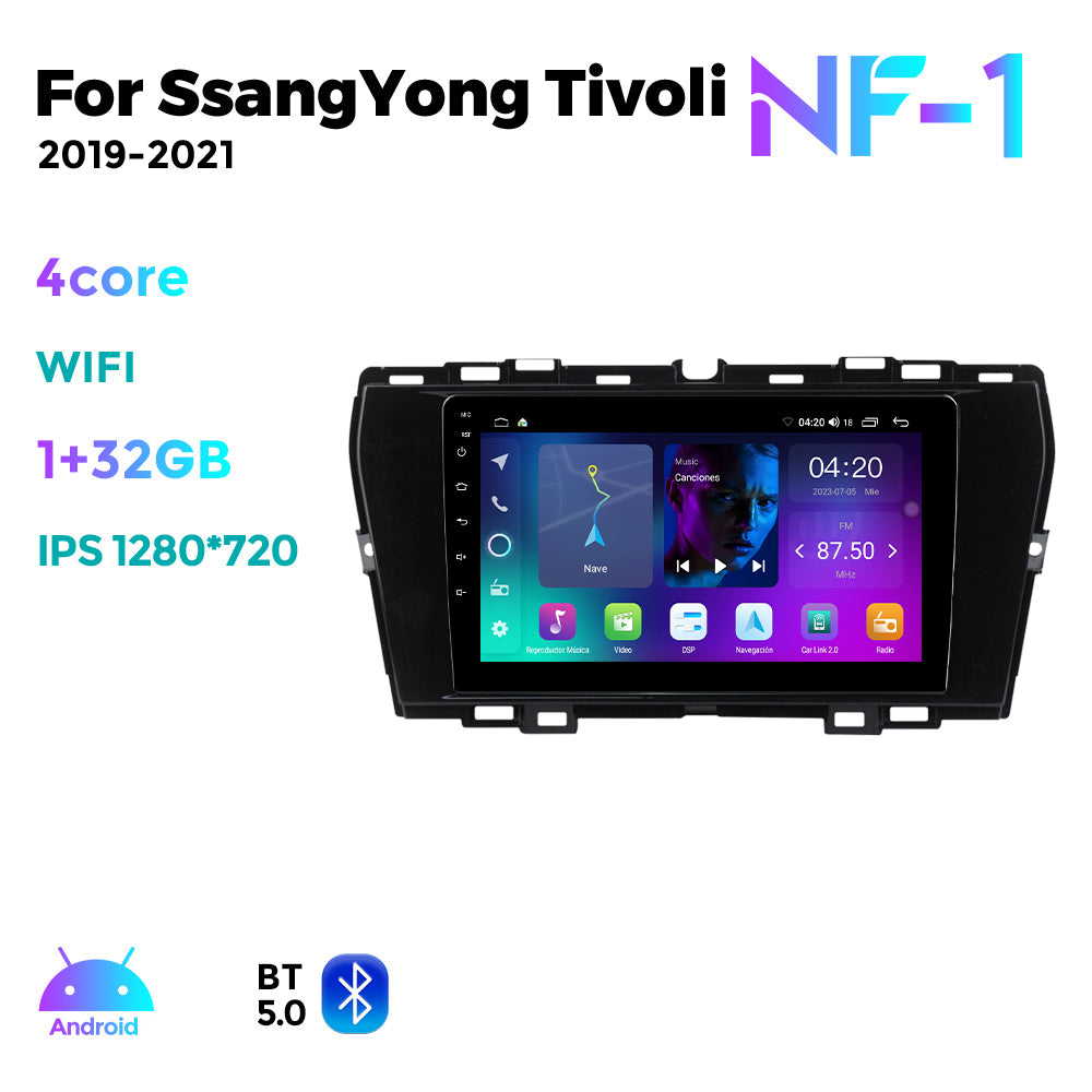 NaviFly NF Series Android 14 8G+256G 2K QLED screen CarPlay Auto DSP RDS 4GLte WIFI For SsangYong Tivoli 2019-2021 9inch