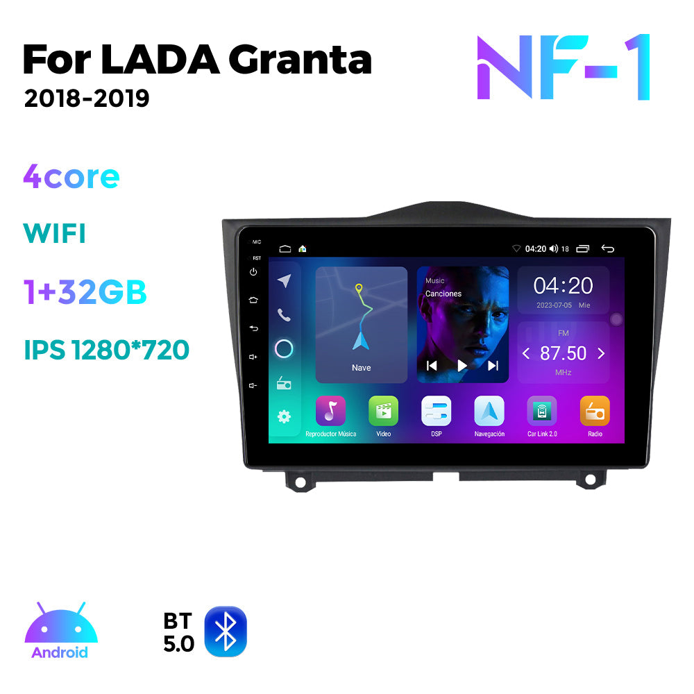 NaviFly NF Series Android 14 8G+256G 2K QLED screen CarPlay Auto DSP RDS 4GLte WIFI For LADA Granta 2018-2019 9inch