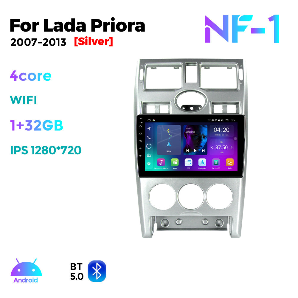NaviFly NF Series Android 14 8G+256G 2K QLED screen CarPlay Auto DSP RDS 4GLte WIFI For Lada Priora 2007-2013 9inch