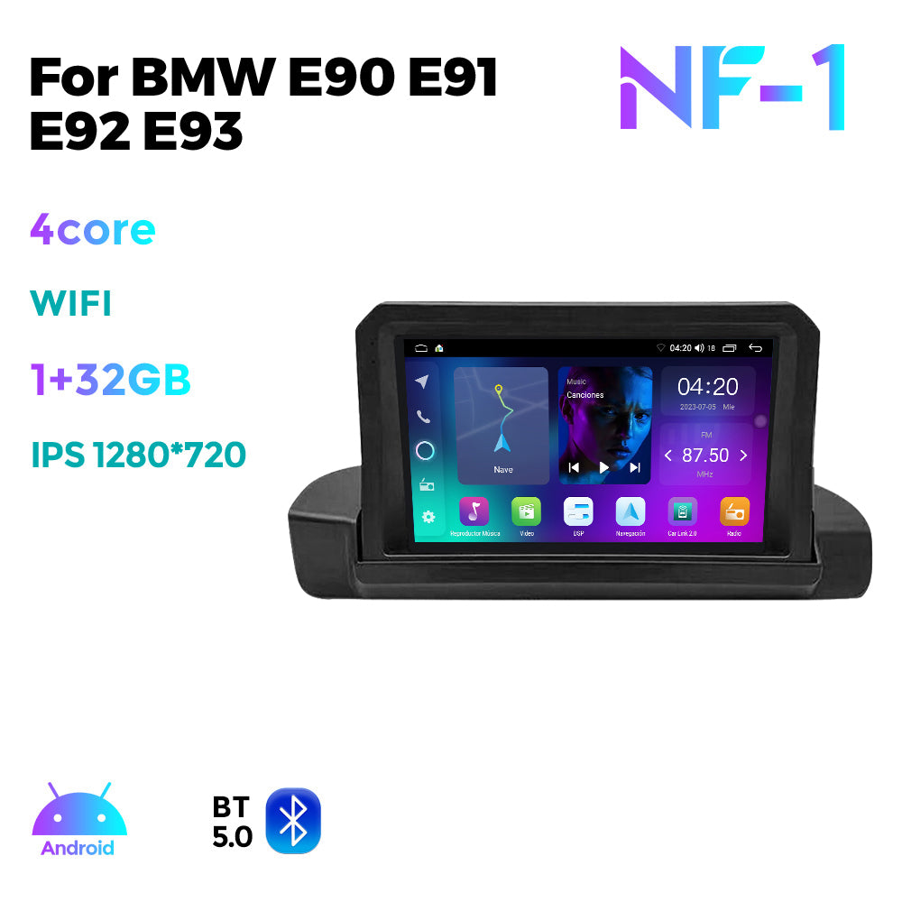 NaviFly NF Series Android 14 8G+256G 2K QLED screen CarPlay Auto DSP RDS 4GLte WIFI For BMW E90 E91 E92 E93 9inch
