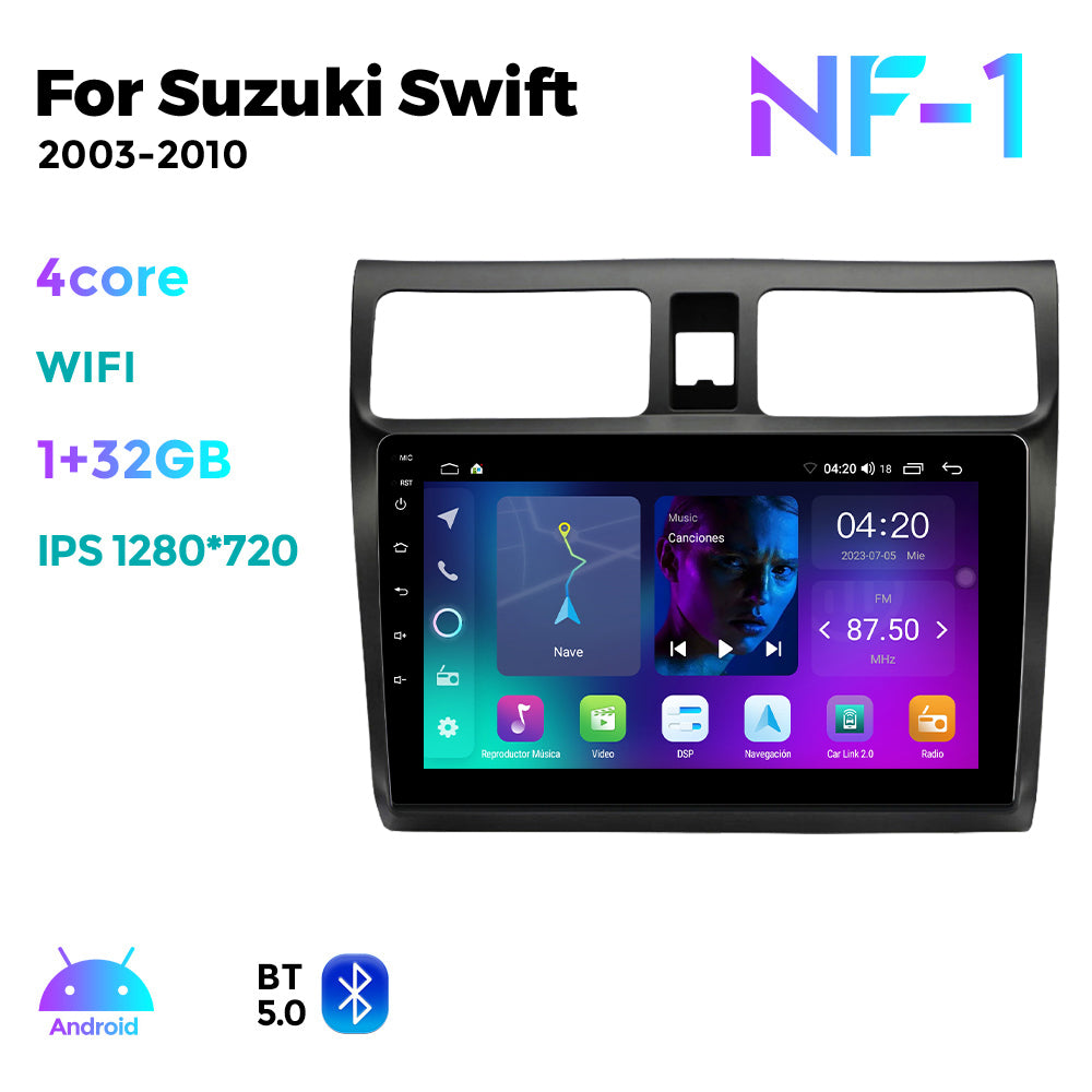 NaviFly NF Series Android 14 8G+256G 2K QLED screen CarPlay Auto DSP RDS 4GLte WIFI For Suzuki Swift 2003-2010 10inch