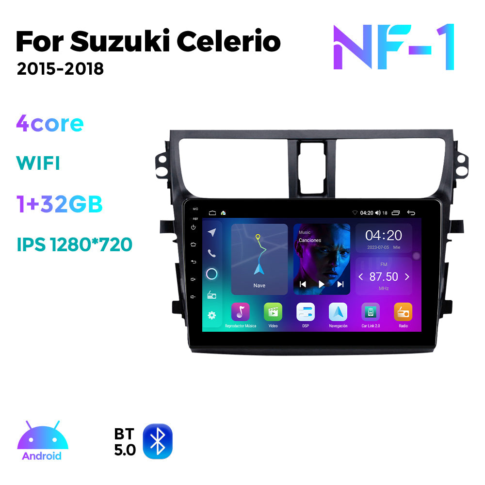 NaviFly NF Series Android 14 8G+256G 2K QLED screen CarPlay Auto DSP RDS 4GLte WIFI For Suzuki Celerio 2015-2018 9inch