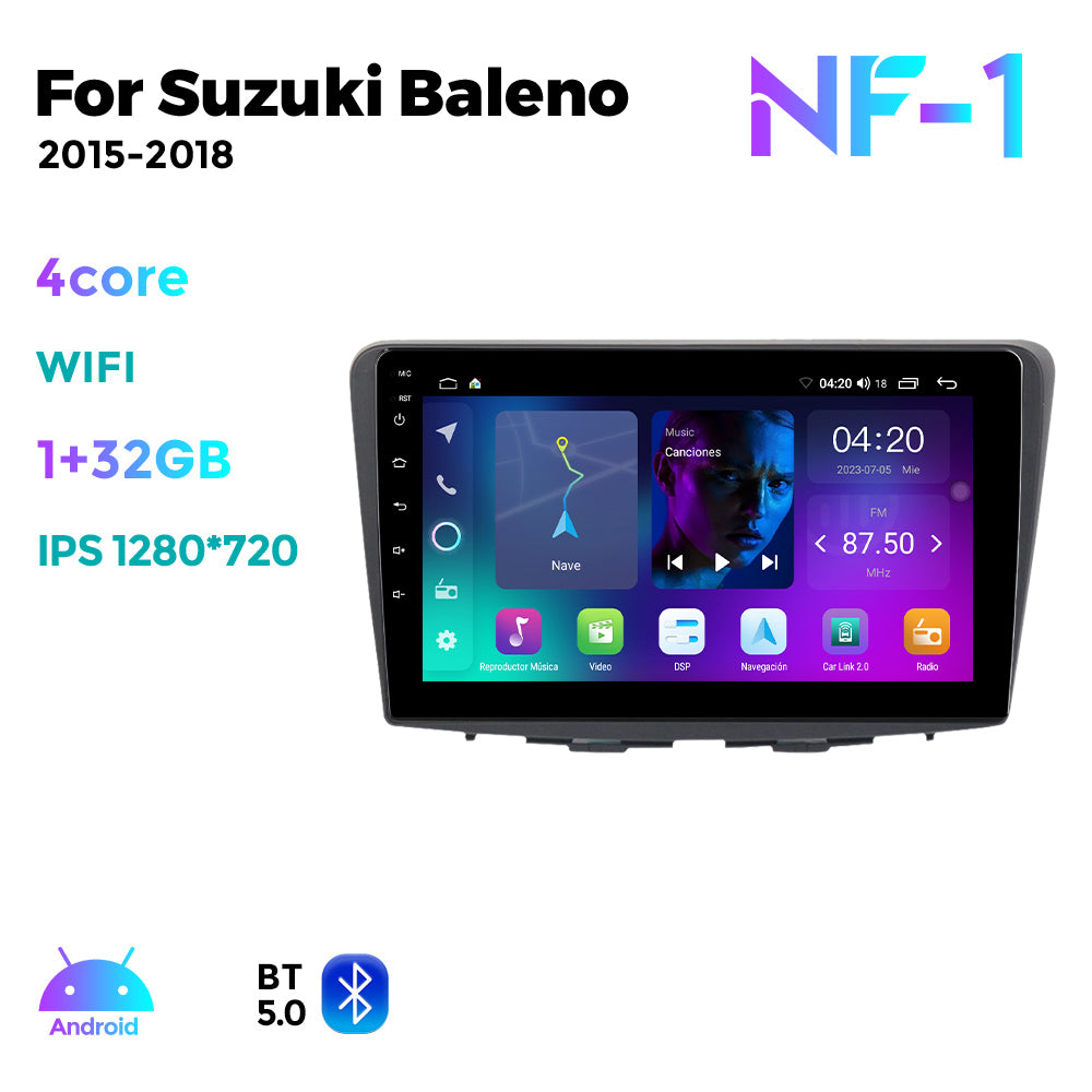 NaviFly NF Series Android 14 8G+256G 2K QLED screen CarPlay Auto DSP RDS 4GLte WIFI For Suzuki Baleno 2015-2018 9inch