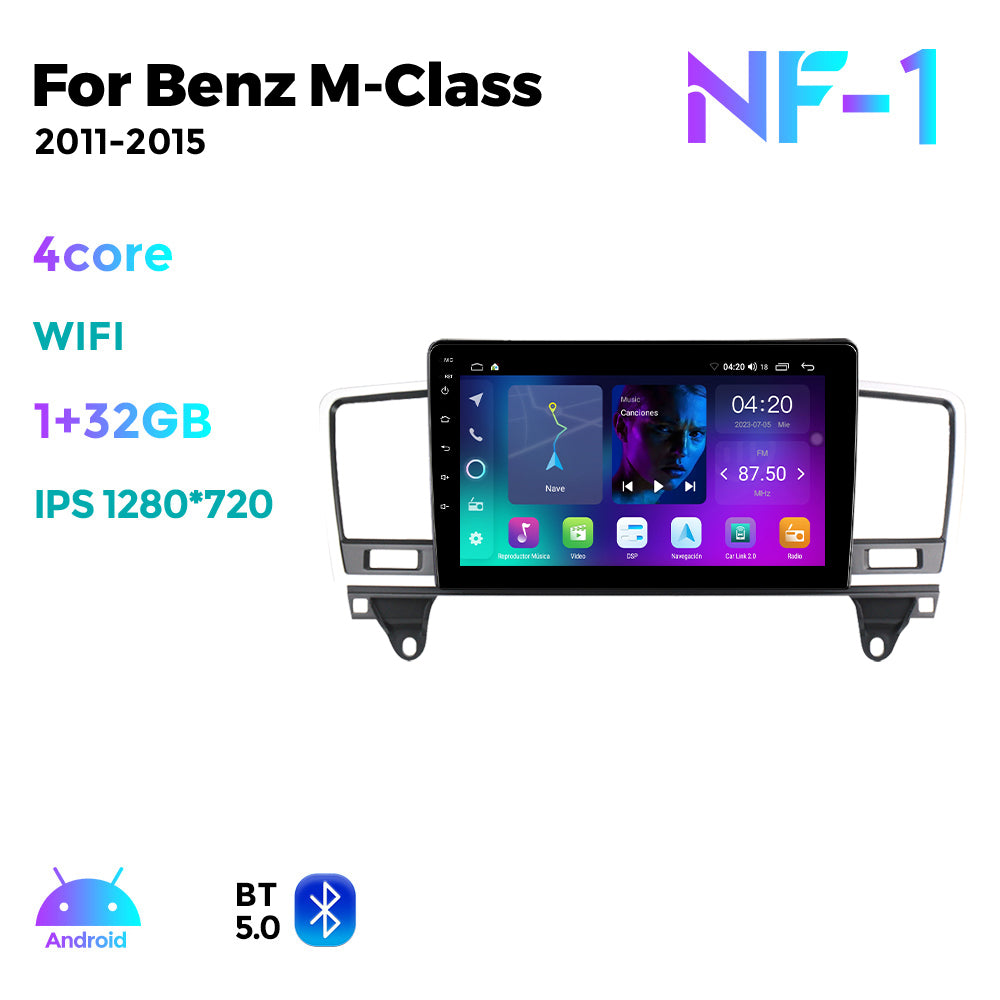 NaviFly NF Series Android 14 8G+256G 2K QLED screen CarPlay Auto DSP RDS 4GLte WIFI For Mercedes Benz M-Class W166 2011-2015 9.5Inch