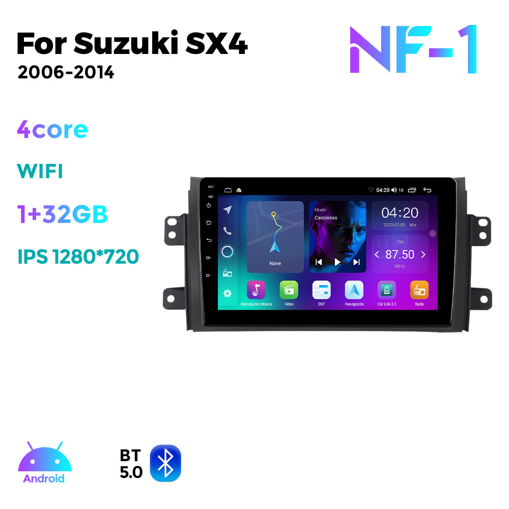 NaviFly NF Series Android 14 8G+256G 2K QLED screen CarPlay Auto DSP RDS 4GLte WIFI For Suzuki SX4 2006-2014 9inch