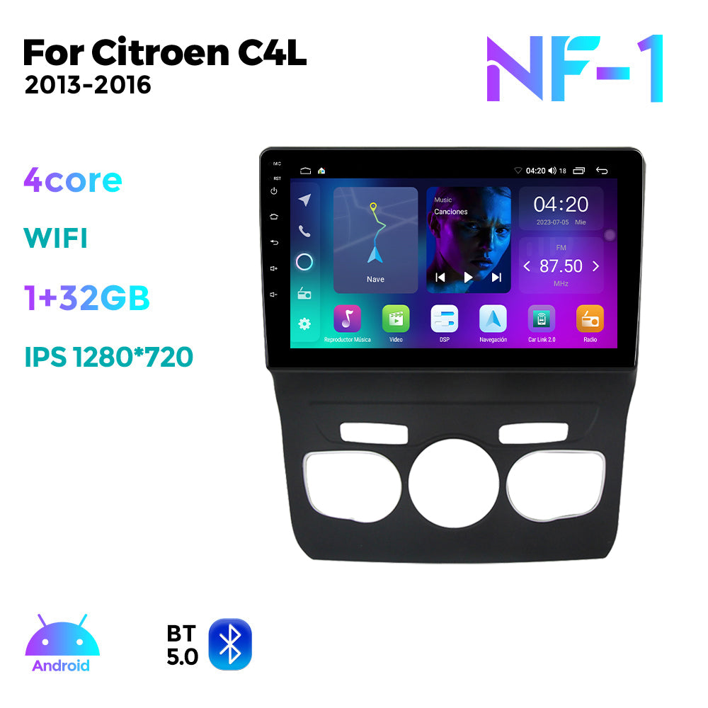 NaviFly NF Series Android 14 8G+256G 2K QLED screen CarPlay Auto DSP RDS 4GLte WIFI For Citroen C4L 2013-2016 10inch
