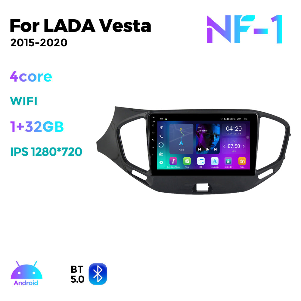 NaviFly NF Series Android 14 8G+256G 2K QLED screen CarPlay Auto DSP RDS 4GLte WIFI For LADA Vesta 2015-2020 9inch
