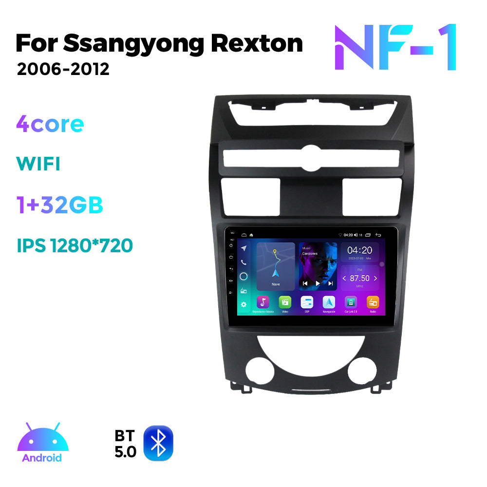 NaviFly NF Series Android 14 8G+256G 2K QLED screen CarPlay Auto DSP RDS 4GLte WIFI For Ssangyong Rexton 2006-2012 10inch