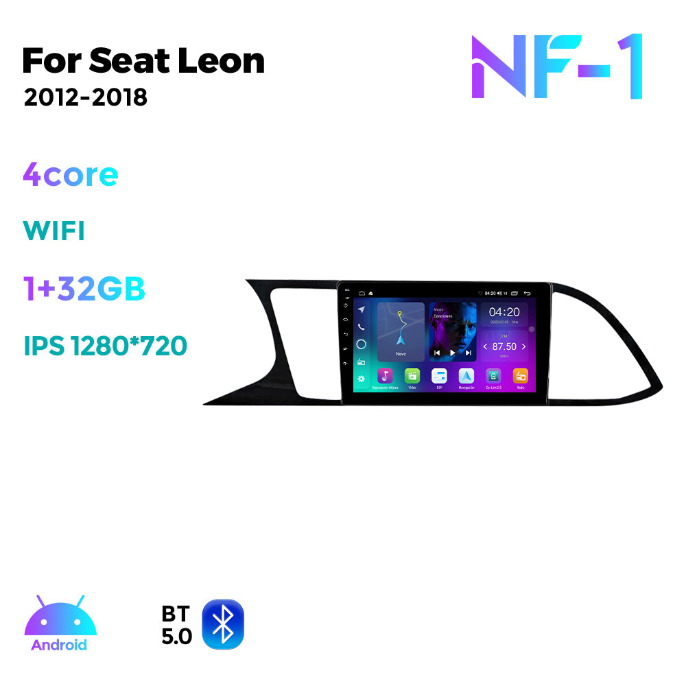 NaviFly NF Series Android 14 8G+256G 2K QLED screen CarPlay Auto DSP RDS 4GLte WIFI For Seat Leon 2012-2018 9inch