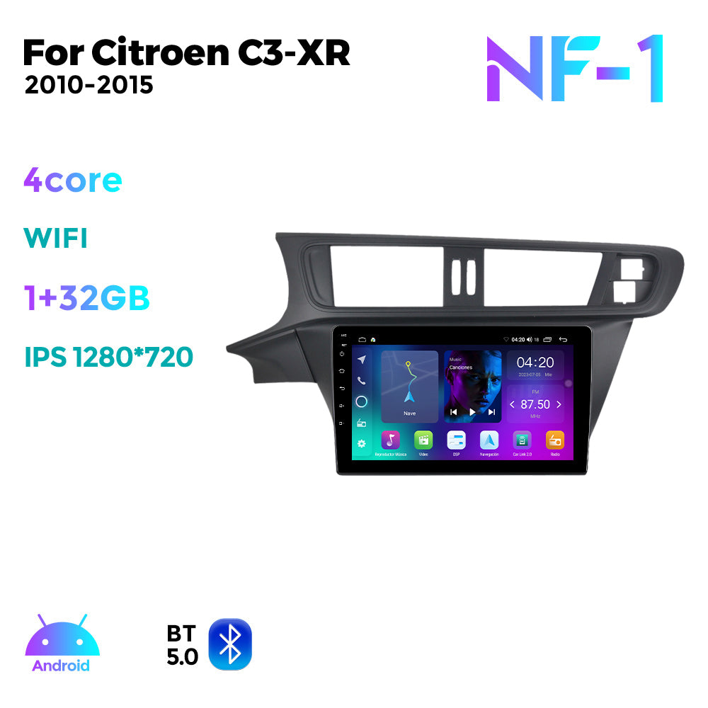 NaviFly NF Series Android 14 8G+256G 2K QLED screen CarPlay Auto DSP RDS 4GLte WIFI For Citroen C3-XR 2010-2015 10inch