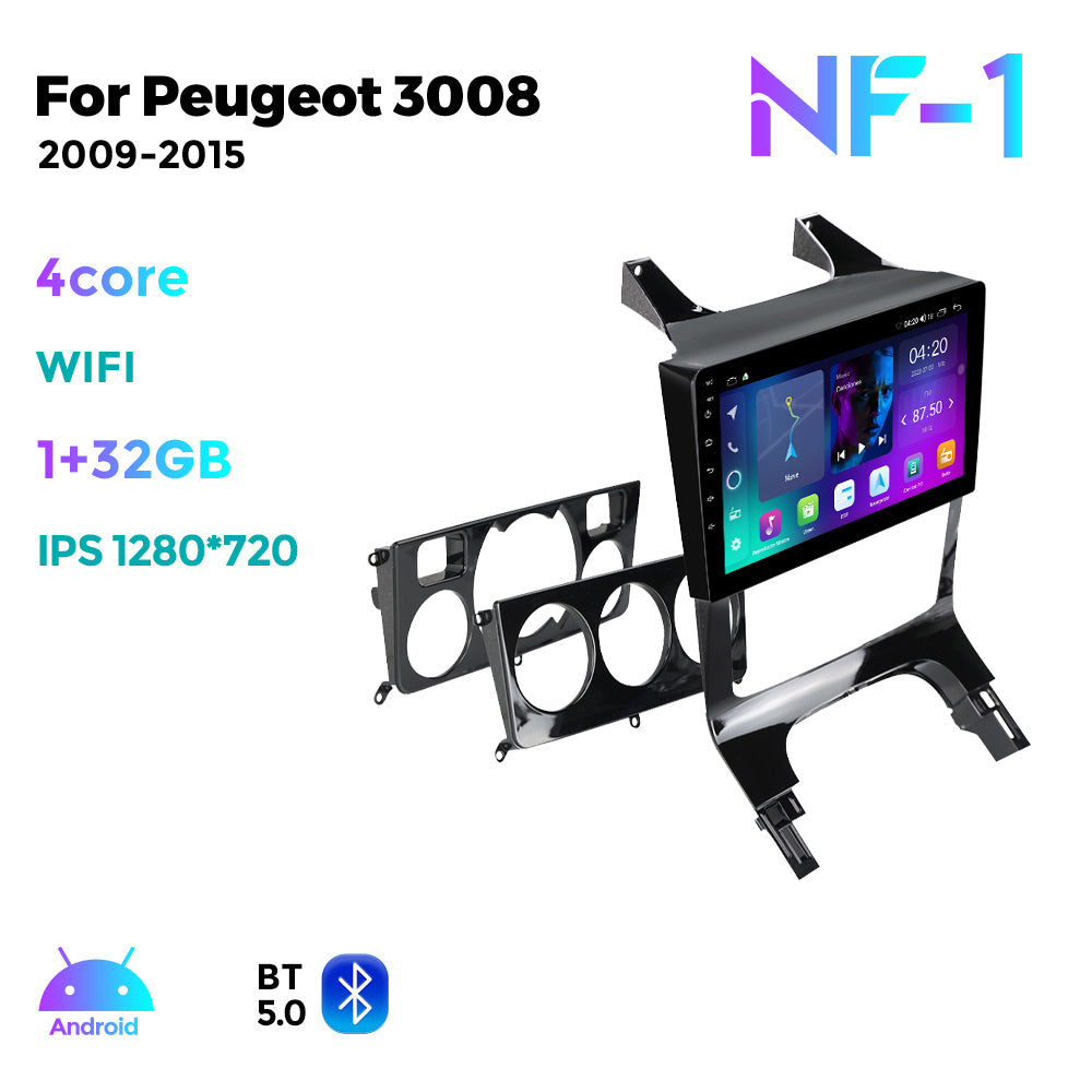 NaviFly NF Series Android 14 8G+256G 2K QLED screen CarPlay Auto DSP RDS 4GLte WIFI For Peugeot 3008 2009-2015 9inch