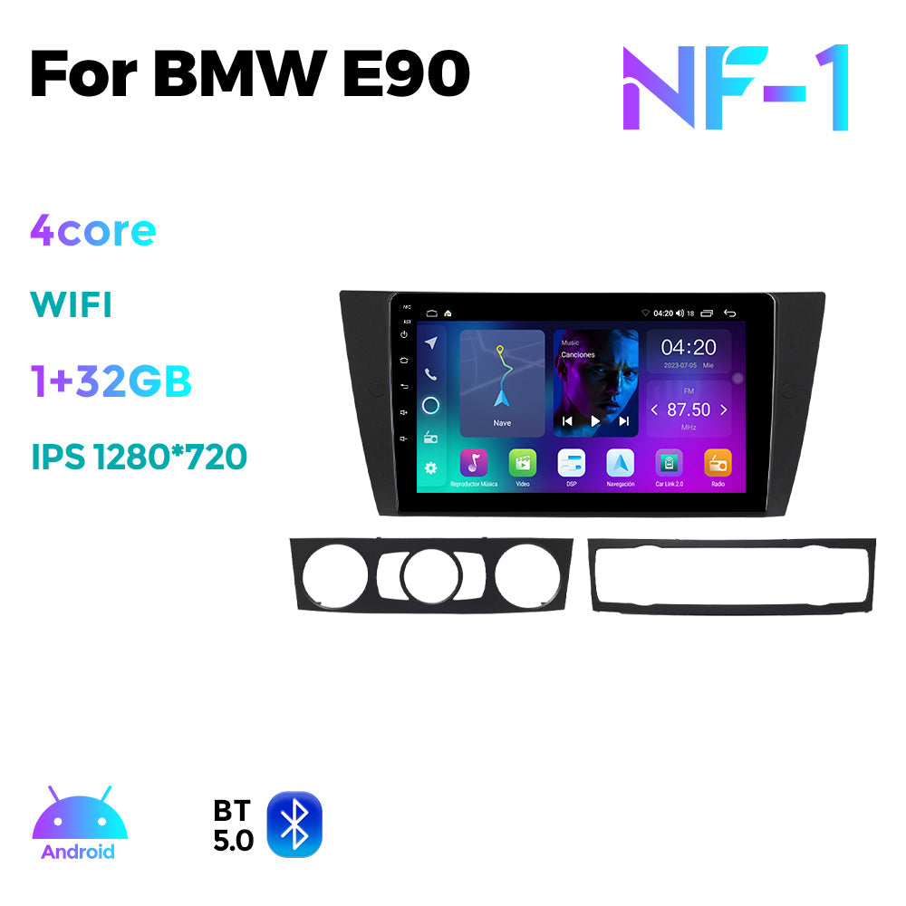 NaviFly NF Series Android 14 8G+256G 2K QLED screen CarPlay Auto DSP RDS 4GLte WIFI For BMW E90 9inch