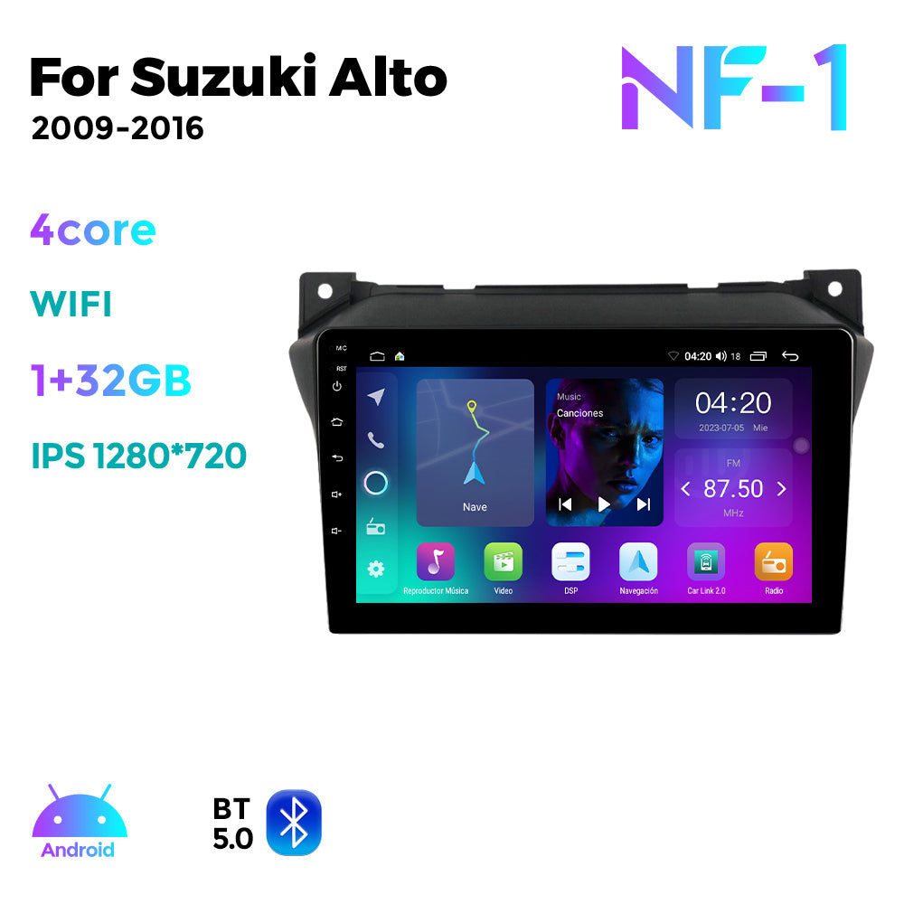 NaviFly NF Series Android 14 8G+256G 2K QLED screen CarPlay Auto DSP RDS 4GLte WIFI For Suzuki Alto 2009-2016 9inch