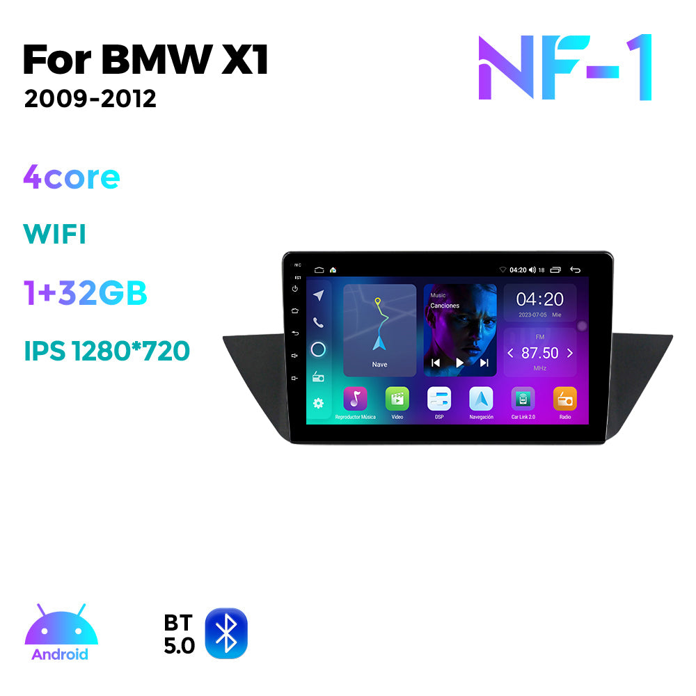 NaviFly NF Series Android 14 8G+256G 2K QLED screen CarPlay Auto DSP RDS 4GLte WIFI For BMW X1 2009-2012 10inch