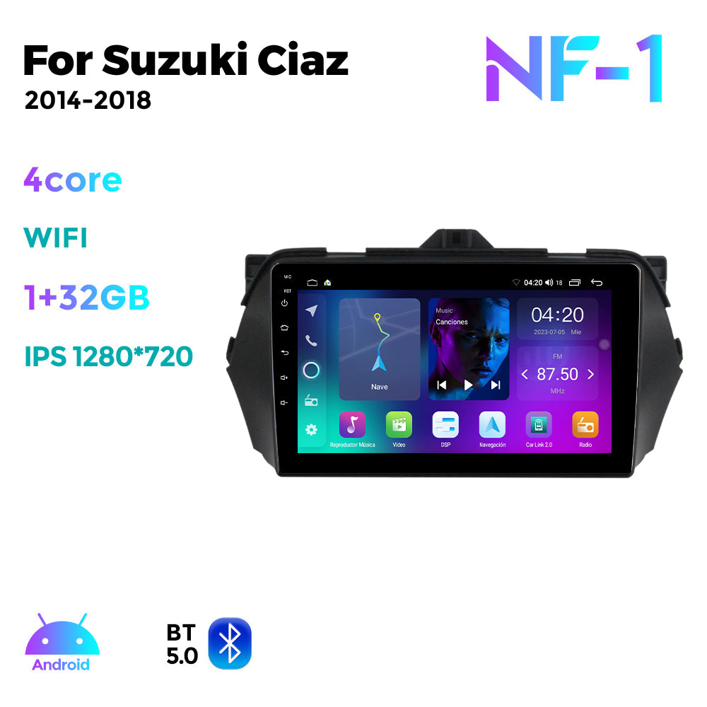 NaviFly NF Series Android 14 8G+256G 2K QLED screen CarPlay Auto DSP RDS 4GLte WIFI For Suzuki Ciaz 2014-2018 9inch