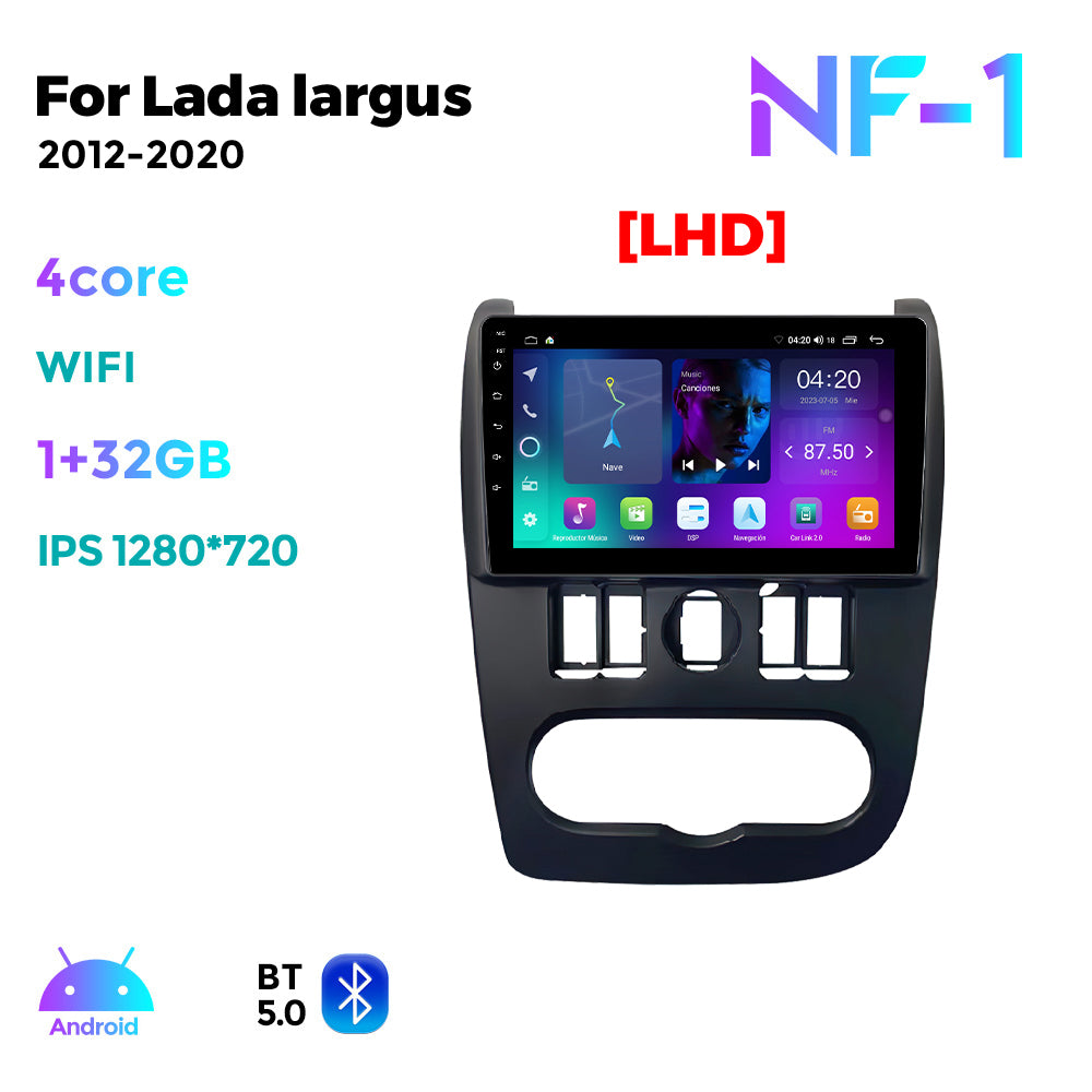 NaviFly NF Series Android 14 8G+256G 2K QLED screen CarPlay Auto DSP RDS 4GLte WIFI For Lada largus 2012-2020 LHD 9inch