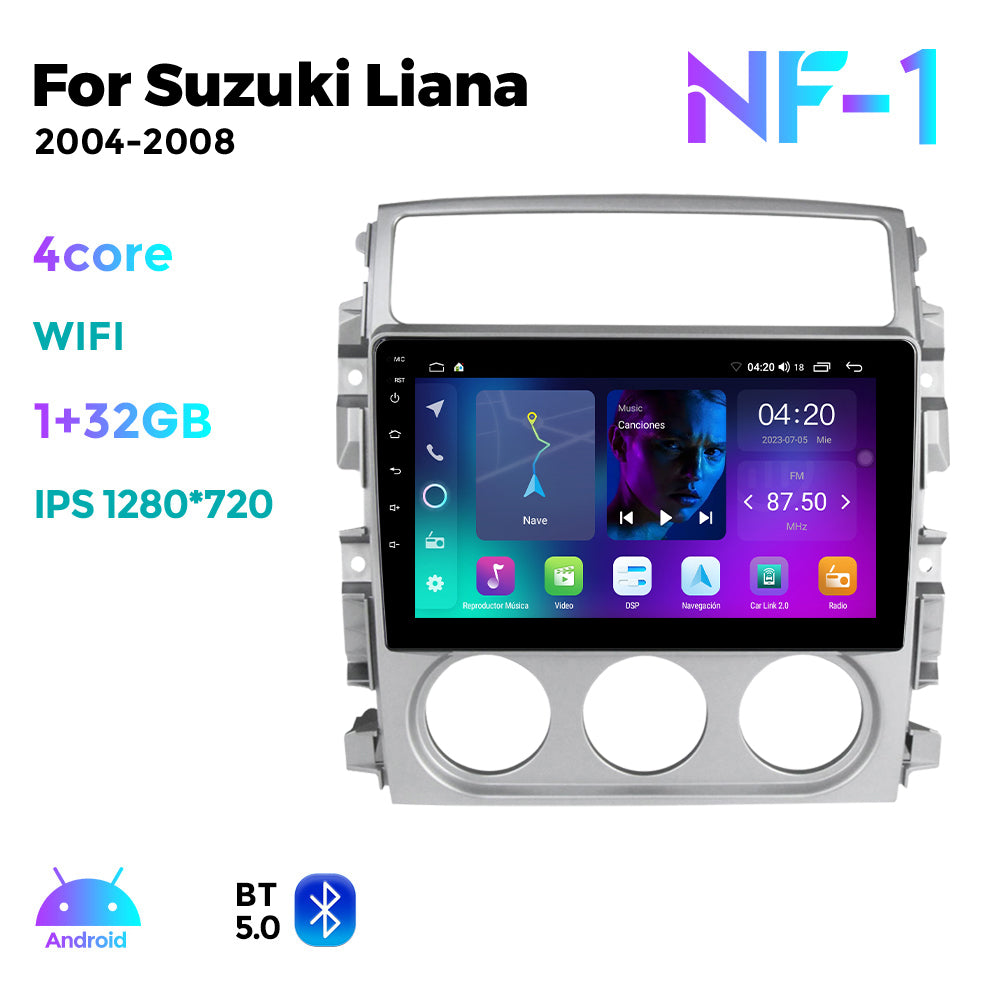 NaviFly NF Series Android 14 8G+256G 2K QLED screen CarPlay Auto DSP RDS 4GLte WIFI For Suzuki Liana 2004-2008 9Inch