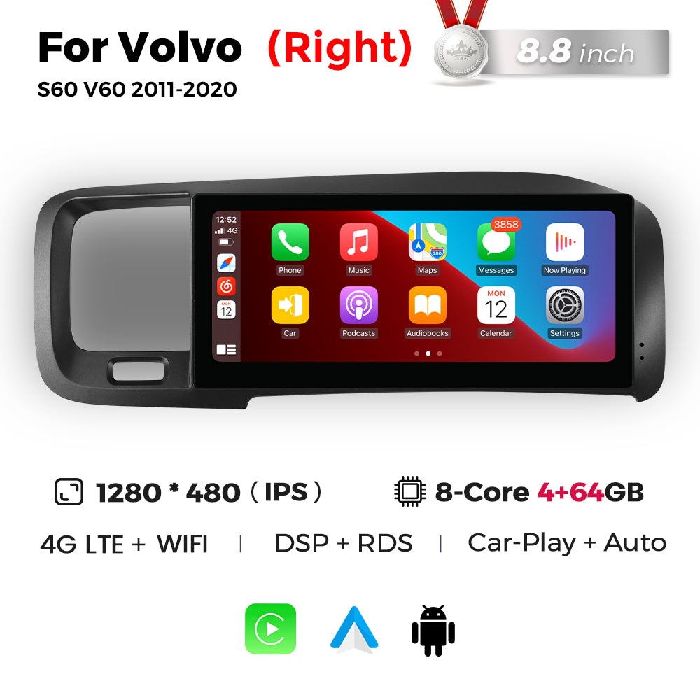 Navifly MNB 8G+128G 8.8inch Car Stereo Radio DVD Player Autoradios Android Wifi GPS DSP FM 4G for Volvo S60 V60 2011-2020 Car-pay Auto