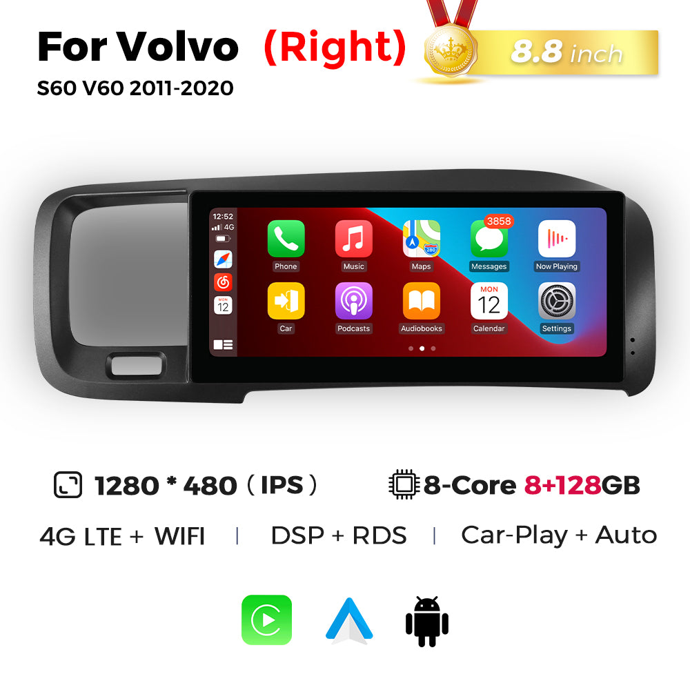 Navifly MNB 8G+128G 8.8inch Car Stereo Radio DVD Player Autoradios Android Wifi GPS DSP FM 4G for Volvo S60 V60 2011-2020 Car-pay Auto