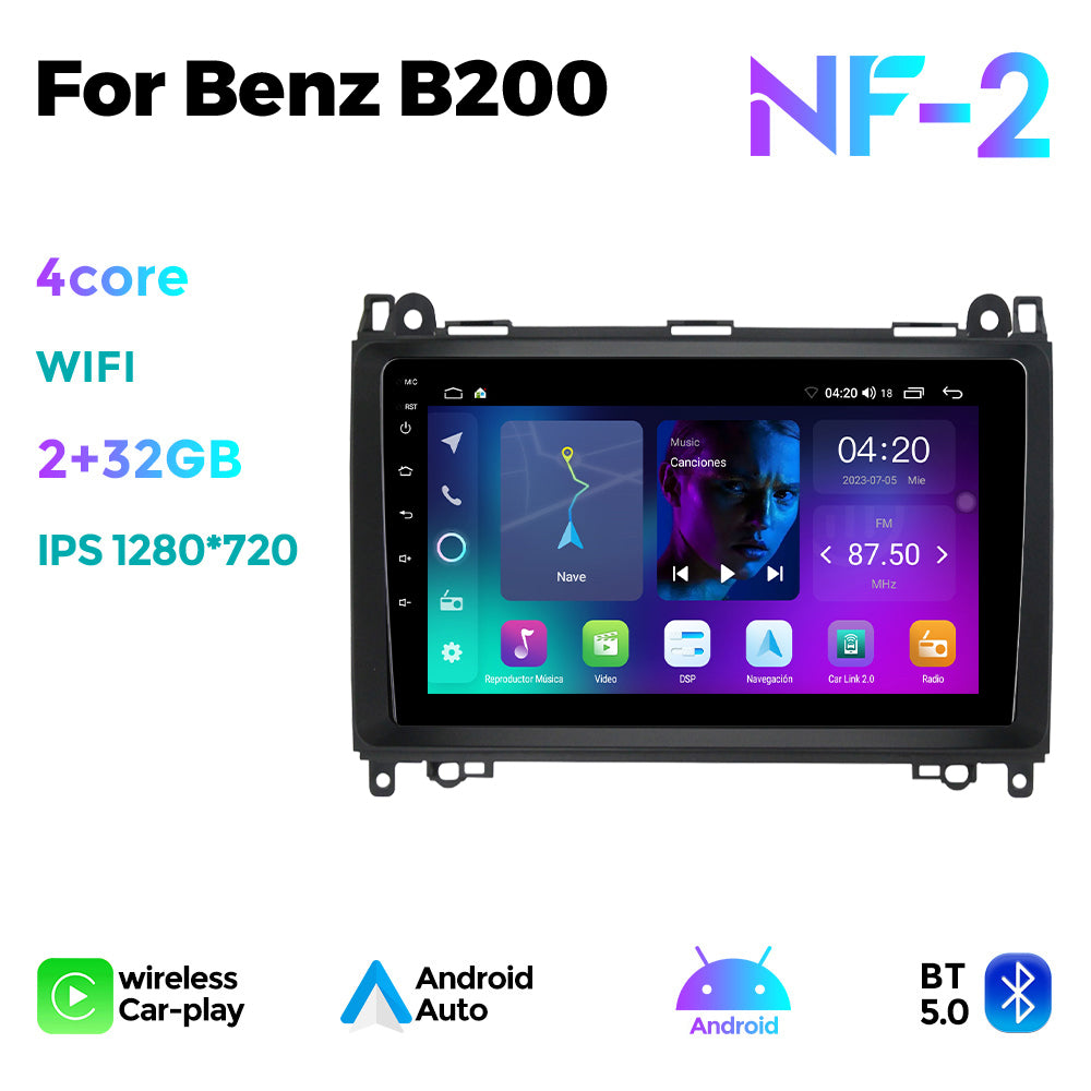 NaviFly NF Series Android 14 8G+256G 2K QLED screen CarPlay Auto DSP RDS 4GLte WIFI For Mercedes Benz B200 9.5Inch