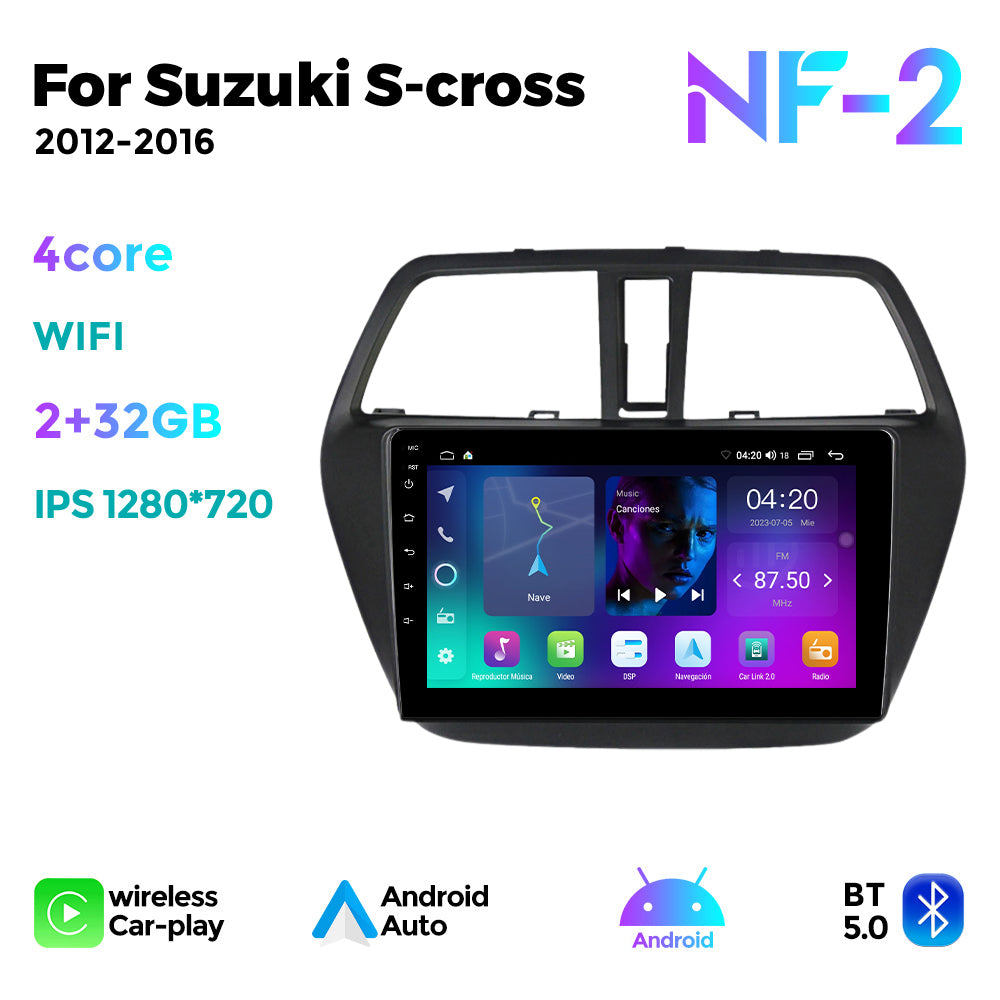 NaviFly NF Series Android 14 8G+256G 2K QLED screen CarPlay Auto DSP RDS 4GLte WIFI For Suzuki S-cross 2012-2016 9inch